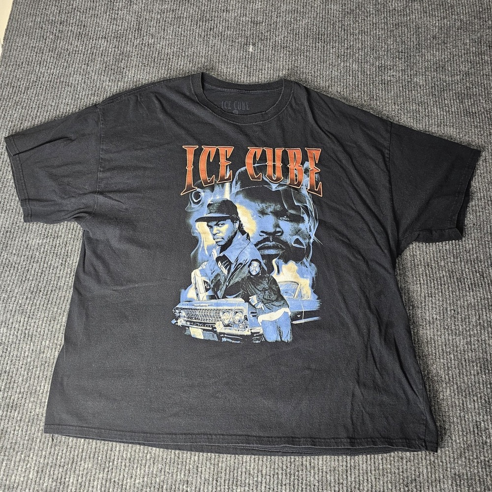 Ice Cube Shirt Mens 2XL Black Rapper Graphic Tee Hip Hop Music Lowrider Car